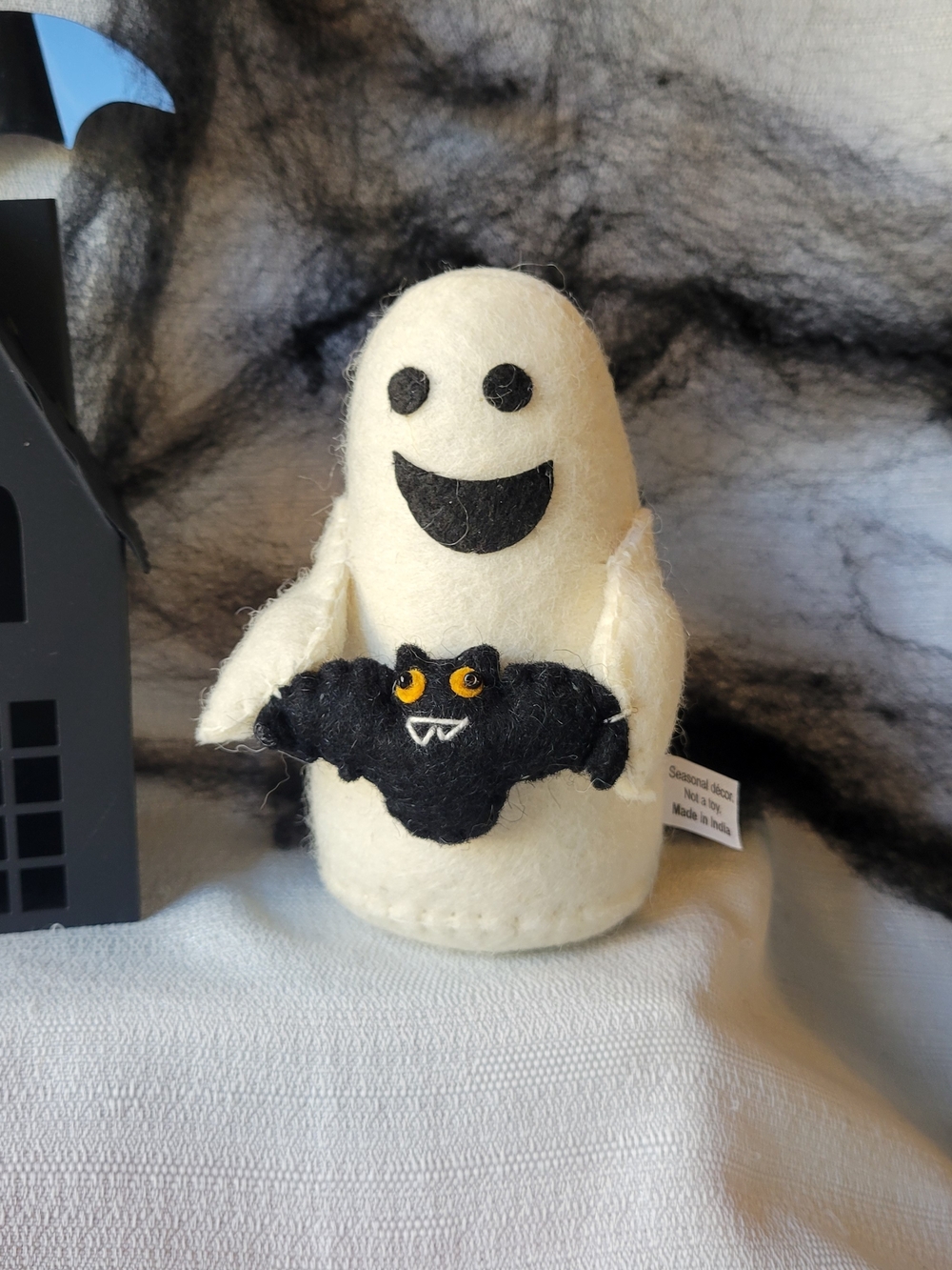Felt Ghost with Pet Black Bat